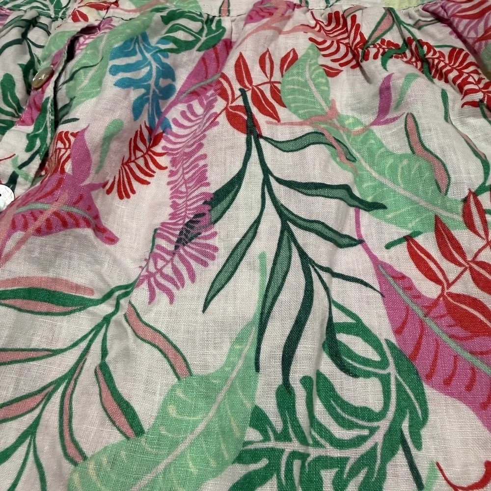 Cynthia Rowley Linen Tropical Print Tank Top Womens Large Summer Coastal Beach - Picture 5 of 7